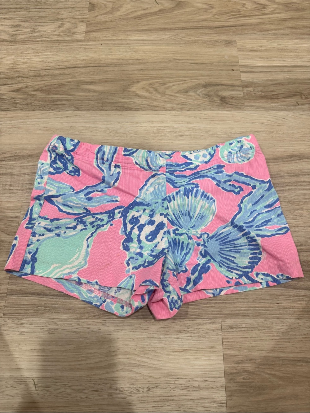 Lily Pulitzer kids Pink Shell-Print Beach Shorts